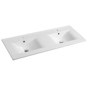Bathroom Double Bowl Ceramic Thin Edge Cabinet Basin