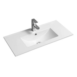 Drop-in White Ceramic Vitreous China Single Sink Bathroom Vanity Top