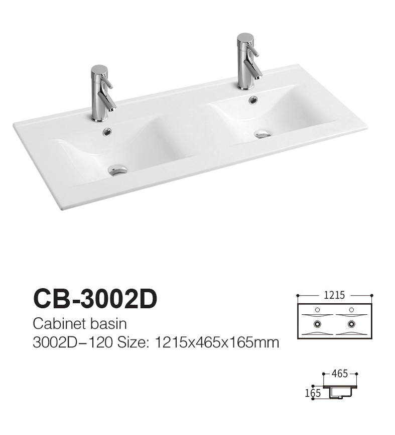 Bathroom Double Bowl Ceramic Thin Edge Cabinet Basin