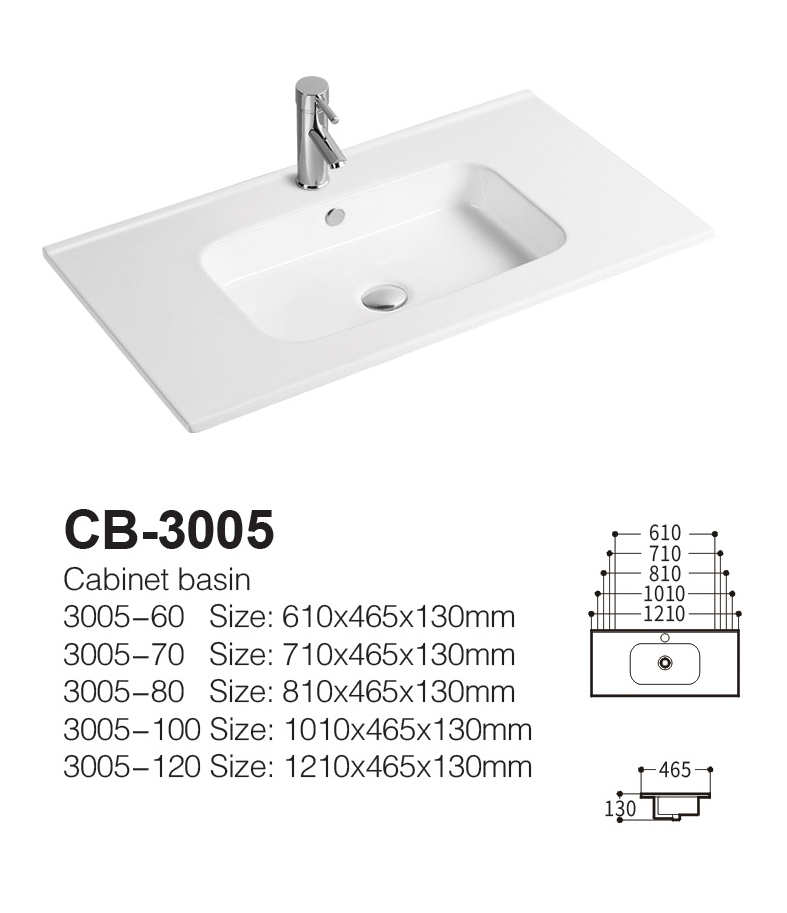 Ceramic Vanity Top Only Single Hole Integrated Basin Bowl 