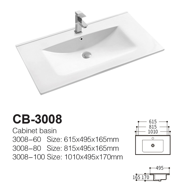 Ceramic Slim Cabinet Basin Modern Rectangle White Bathroom Vanities Thin Wash Basin Sink Lavandino Bagno