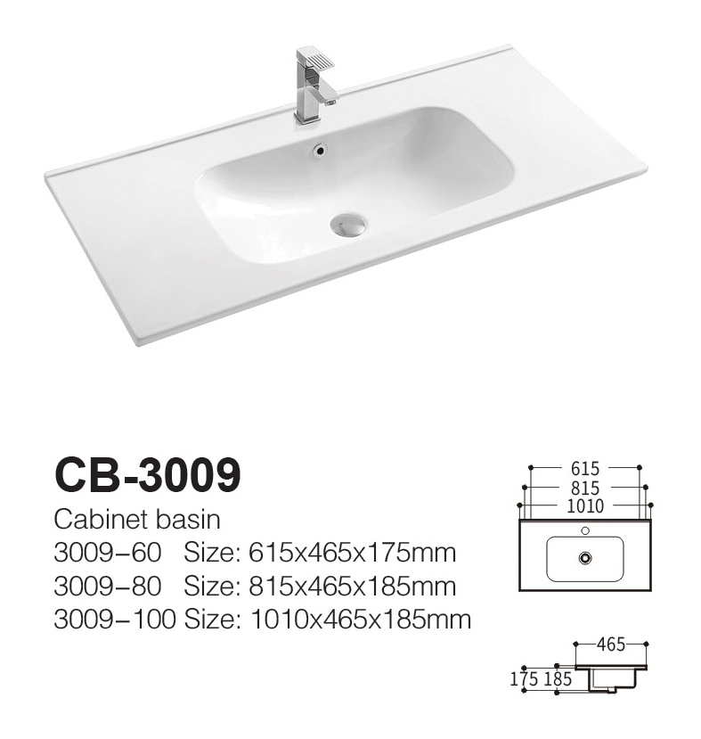 Ceramic rectangular thin edge ceramic counter top bathroom vanity basin