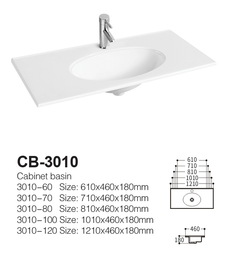 Porcelain Bathroom Thin Edge Vanity Ceramic Wash Basin integrated sinks