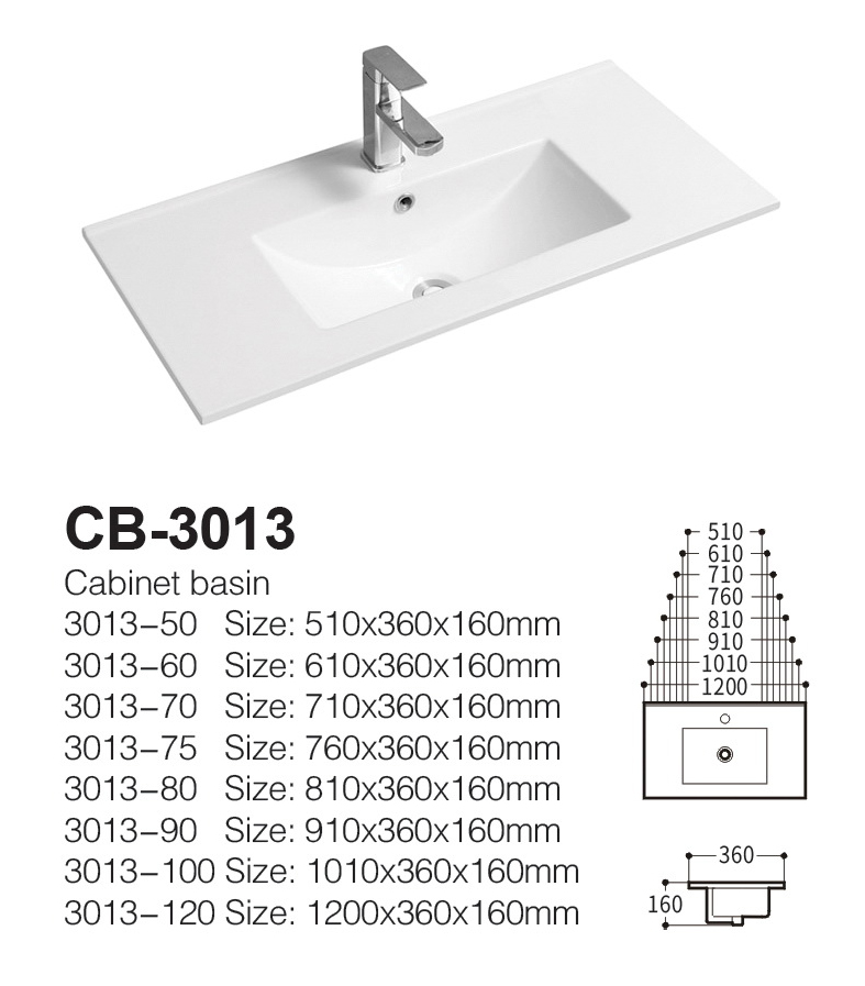 Drop-in White Ceramic Vitreous China Single Sink Bathroom Vanity Top