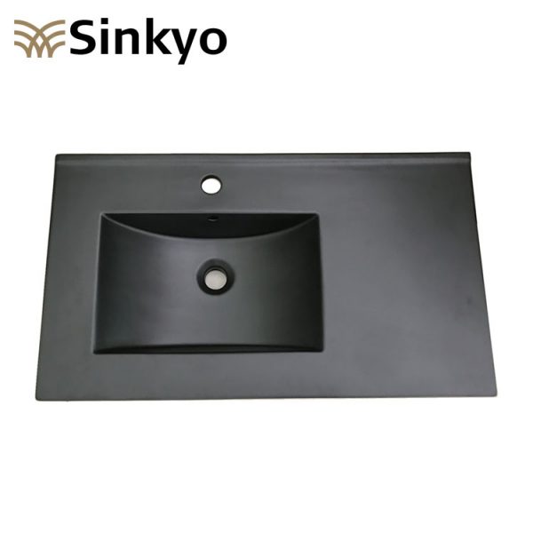 Matte Black Ceramic Wash Basin Thin Edge Basin Bathroom Cabinet Vanity Basin left bowl sink