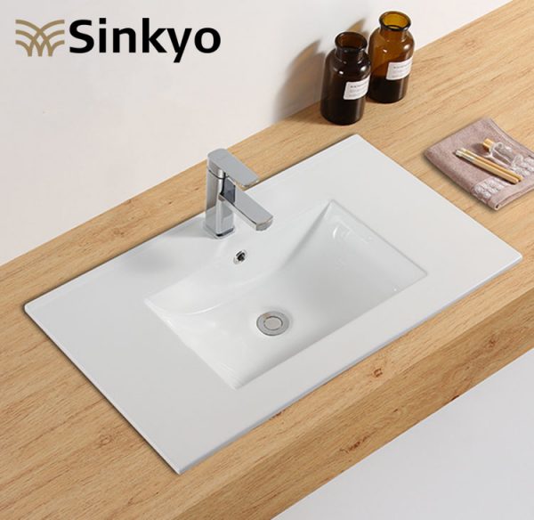 Bathroom cabinet ceramic thin wash basin