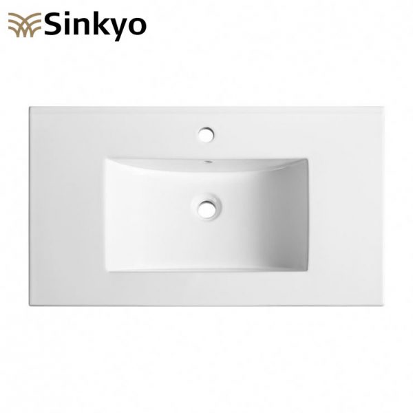 Ceramic Slim Cabinet Basin Modern Rectangle White Bathroom Vanities Thin Wash Basin Sink Lavabo