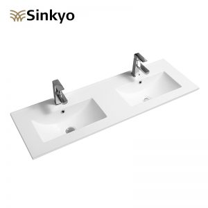 Double Sink Ceramic Bathroom Vanity Top from 120cm-150cm