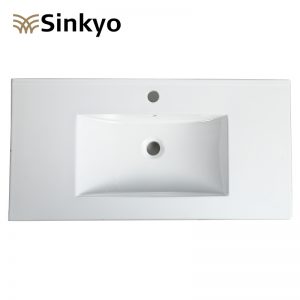 Lavabo en pierres wholesale bathroom ceramic sink white wash basin rectangular vanity top single sink